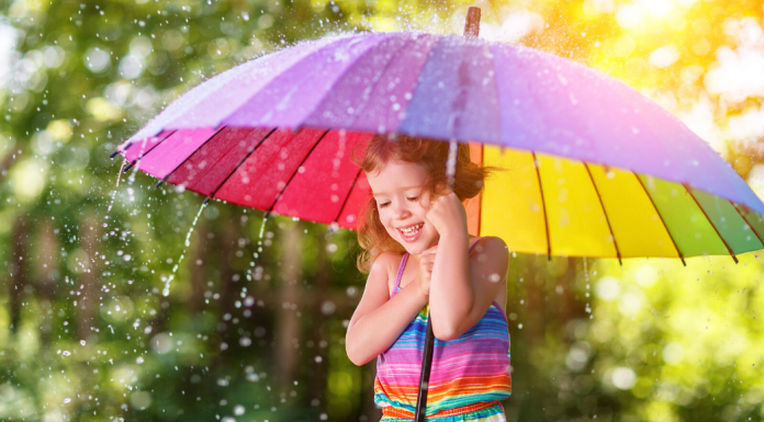 Girl with umbrella in rain
