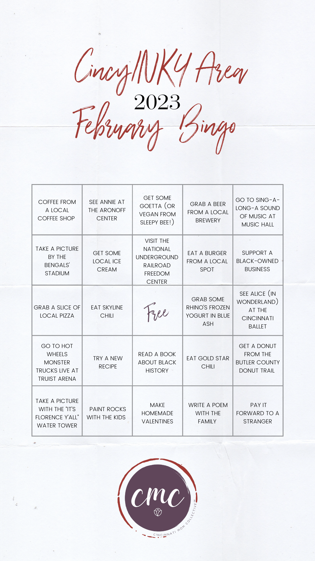 February 2023 cincinnati Bingo with prizes